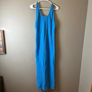 Free People Good Times‎ Midi Dress Cotton Size Medium Malibu Blue Bows Beachy